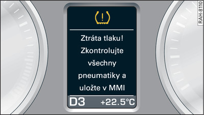 Sdružené přístroje: kontrolní světlo s pokynem pro řidiče (příklad)